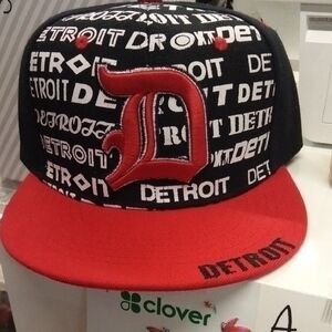 Detroit Black and Red Snapback Hat